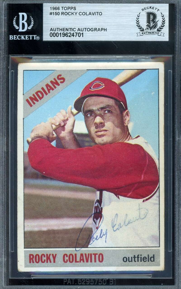 Rocky Colavito Beckett BAS Vintage Signed 1966 Topps Autograph