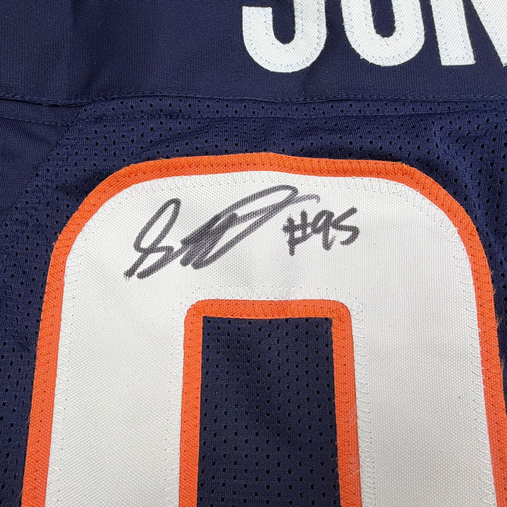 Autographed/Signed Sai'vion Jones Denver Blue Pro Cut Jersey Beckett BAS COA