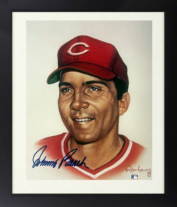 Johnny Bench signed Reds MLB Ron Lewis 89 8x10 Photo Framed - Tuff Stuff COA/HOF