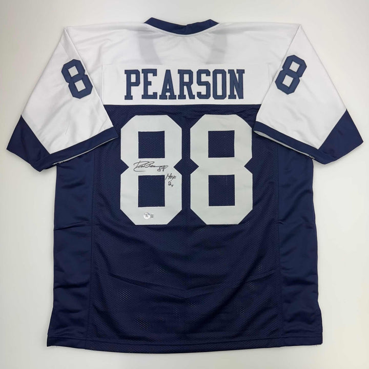 Autographed/Signed DREW PEARSON Dallas Thanksgiving Jersey JSA COA Auto