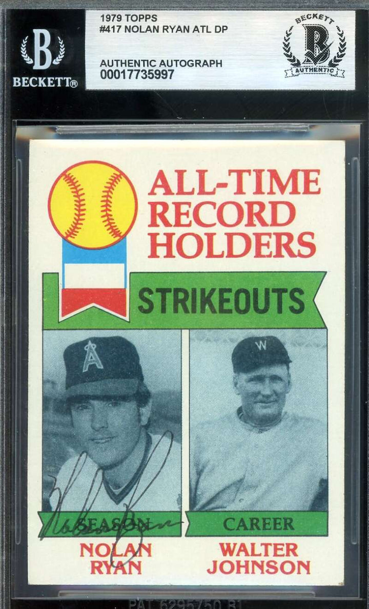 Nolan Ryan Beckett BAS Vintage Signed 1979 Topps All Time Leaders Autograph