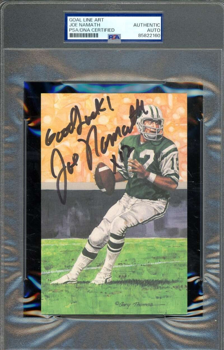 Joe Namath PSA DNA Signed Goal Line Art Card GLAC Autograph