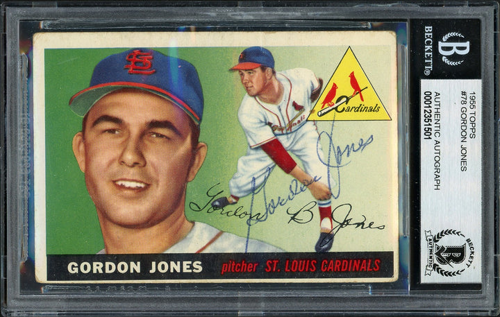 Gordon Jones Signed 1955 Topps RC 78 St. Louis Cardinals Beckett #12351501