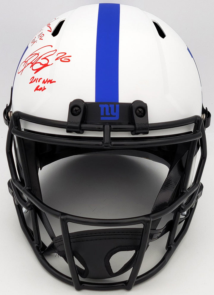 Lawrence Taylor Saquon Barkley Auto Giants Lunar Eclipse White FS Rep Helmet ROY