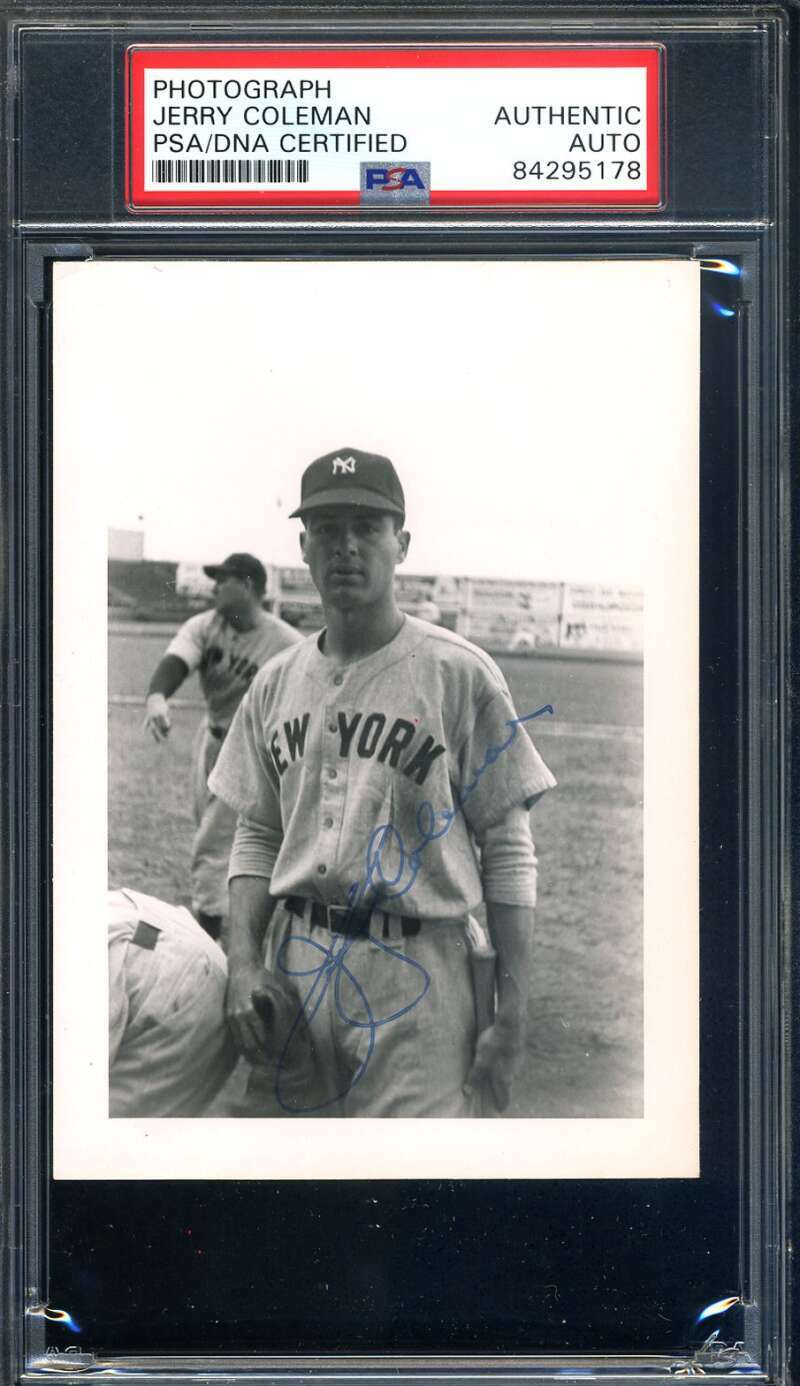 Jerry Coleman PSA DNA Coa Hand Signed 1950`s Original Photo Yankees Autograph