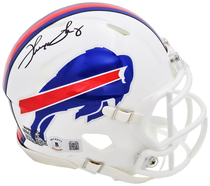 Thurman Thomas Signed Buffalo Bills White Speed Mini Helmet Beckett Wit