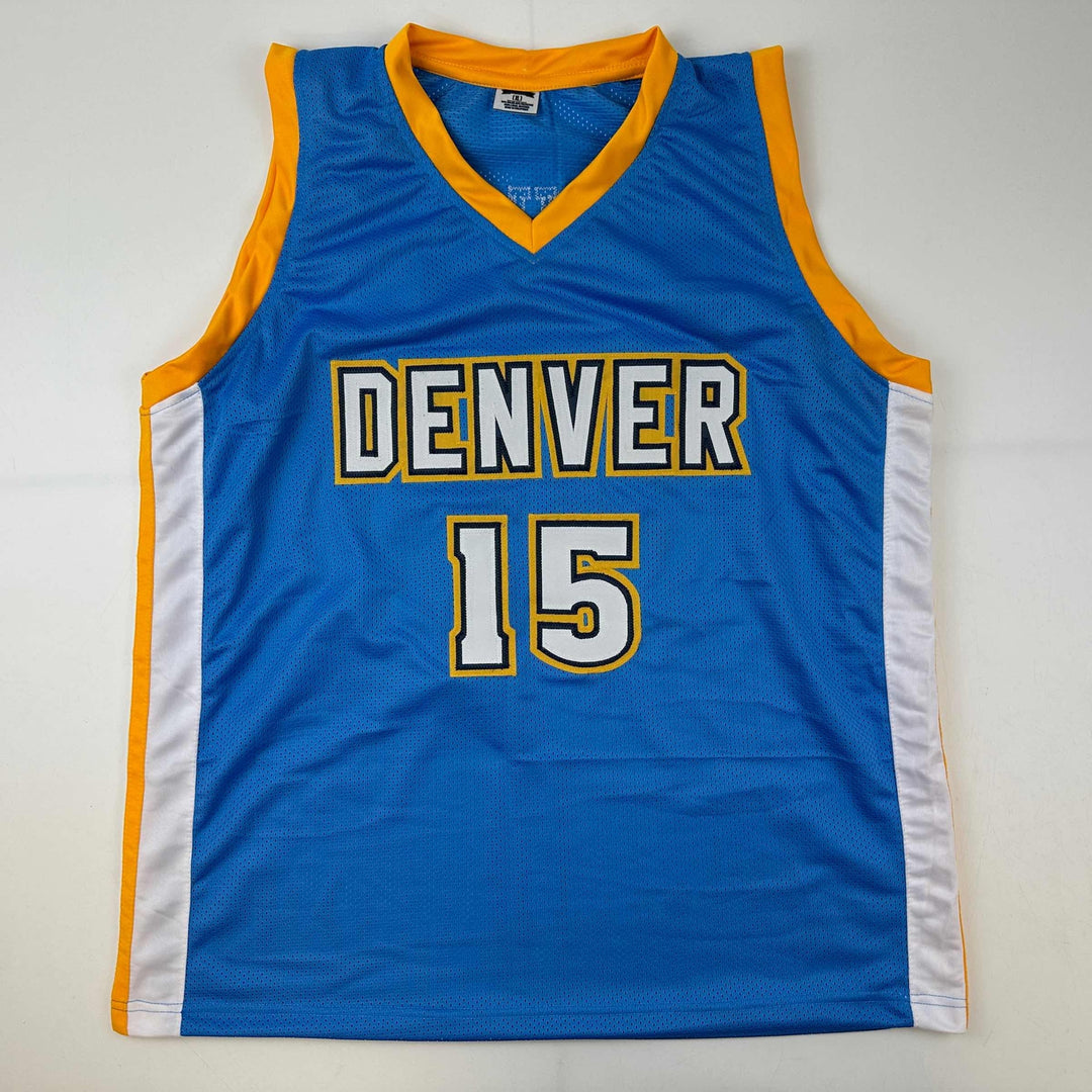 Facsimile Autographed Carmelo Anthony Denver Blue Reprint Jersey Size Men's XL
