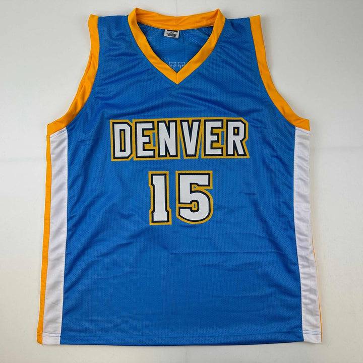 Facsimile Autographed Carmelo Anthony Denver Blue Reprint Jersey Size Men's XL