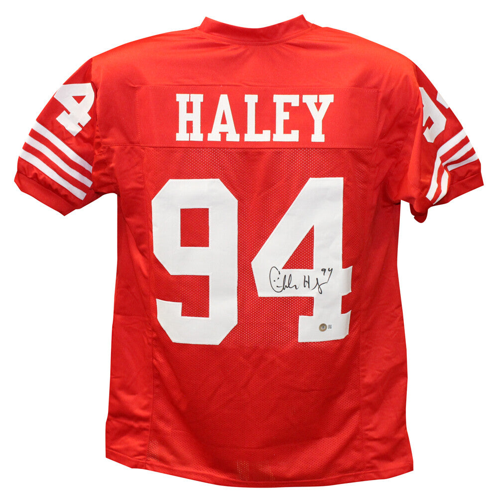 Charles Haley Autographed/Signed Pro Style Red XL Jersey Beckett 40281