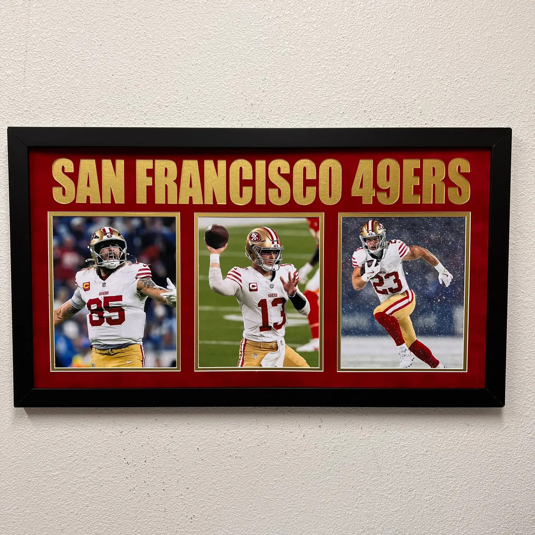 George Kittle,Brock Purdy,Christian McCaffrey 3-Photo Framed San Francisco 49ers