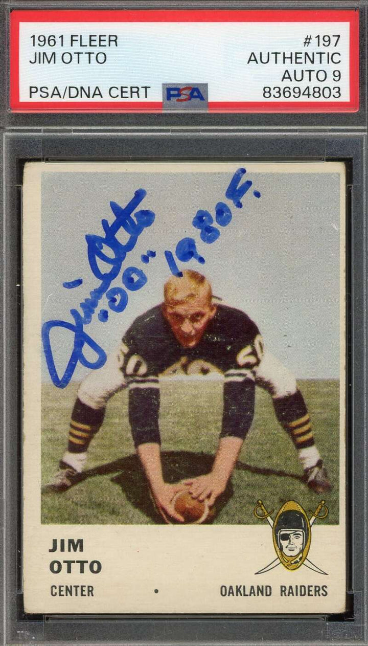 Jim Otto Mint 9 PSA DNA Signed 1961 Fleer Rookie Autograph