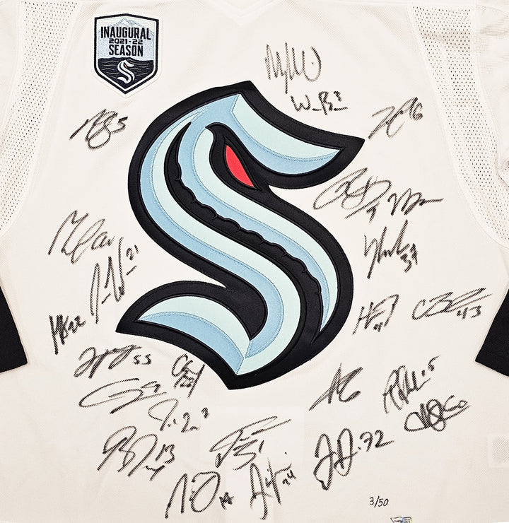 Seattle Kraken Inaugural Season Auto White Adidas Jersey 24 Sigs #/50 Fanatics