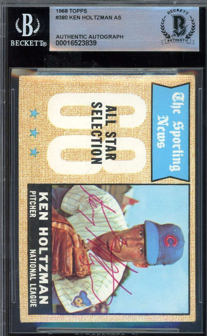 Ken Holtzman Beckett BAS Signed 1968 Topps All Star Autographed