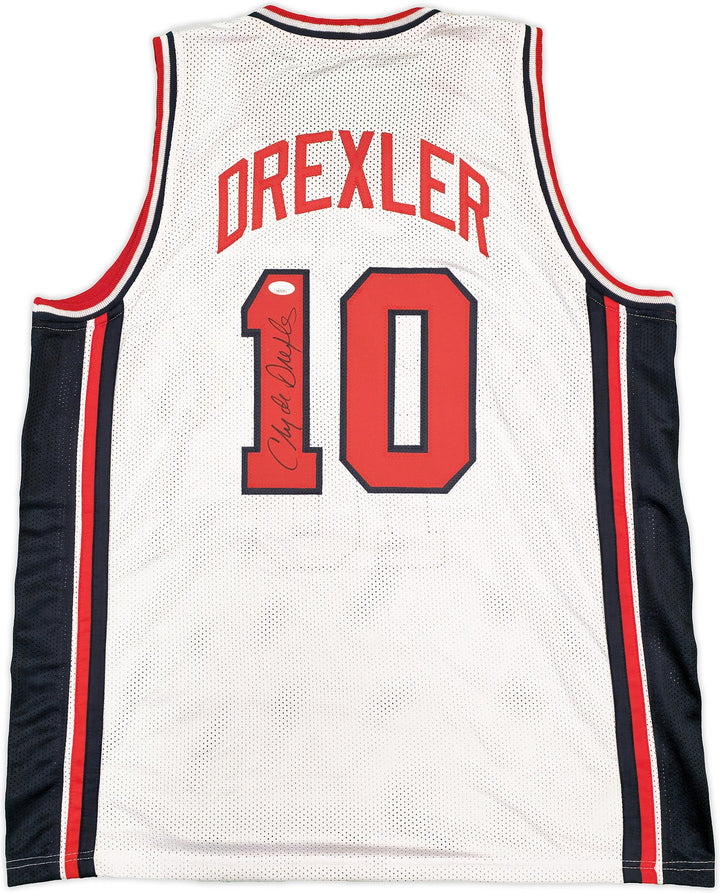 Team USA Clyde Drexler Autographed Signed White Jersey JSA