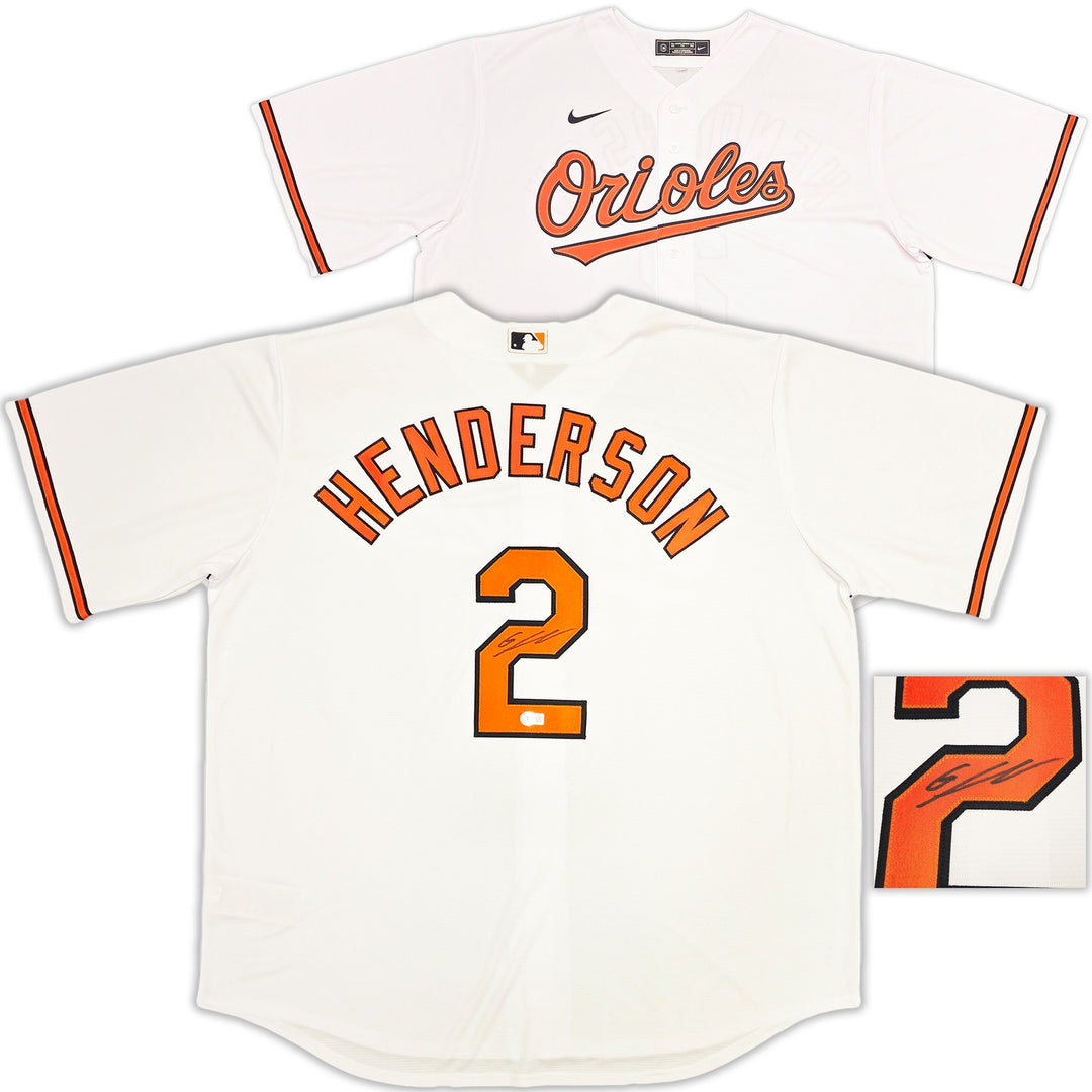 Baltimore Orioles Gunnar Henderson Signed White Nike Jersey Size XXL Beckett Wit