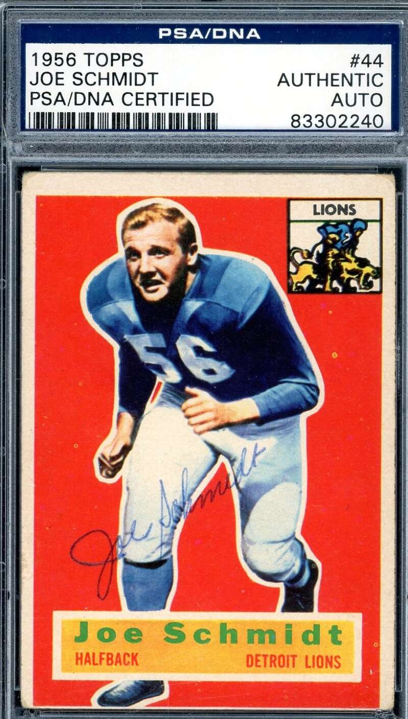 Joe Schmidt PSA DNA Vintage Signed 1956 Topps Rookie Autograph