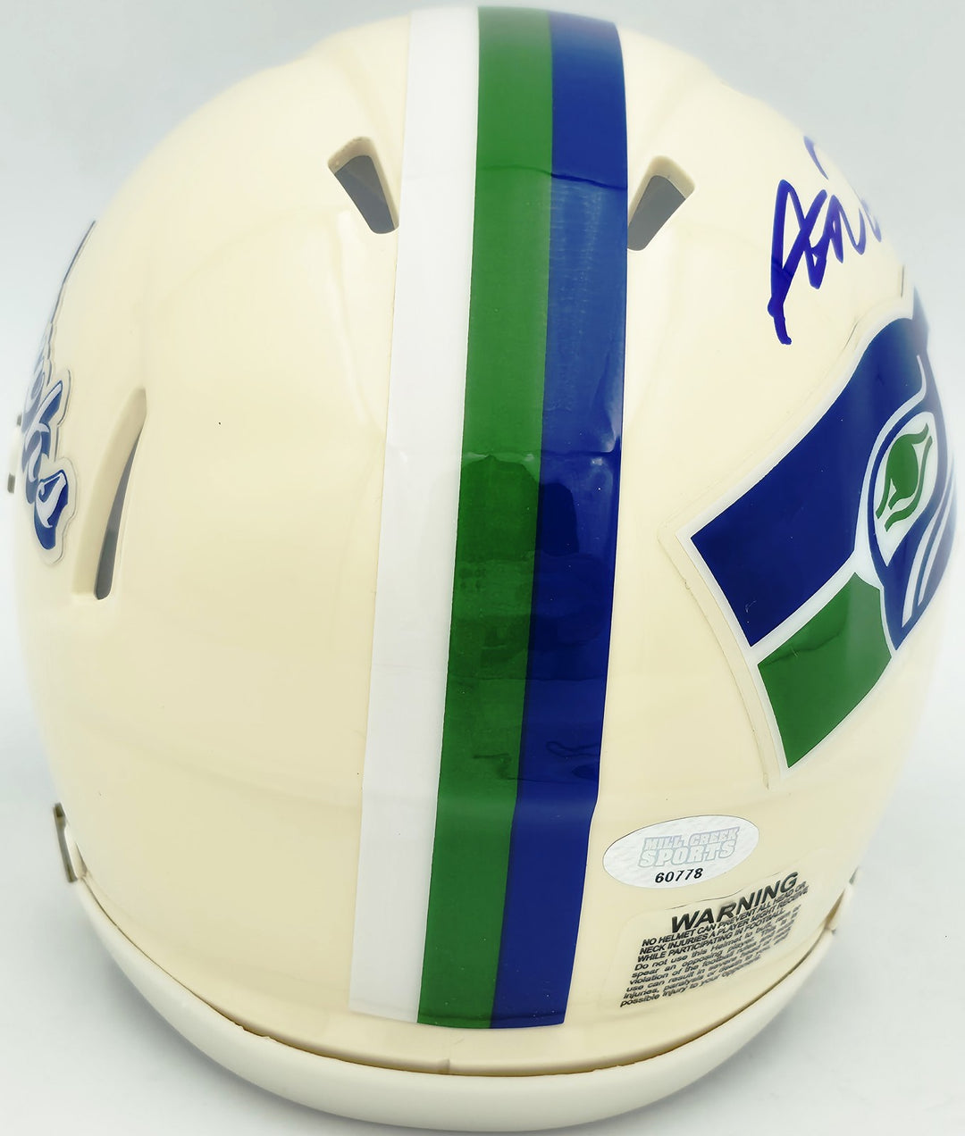 Abraham Abe Lucas Signed Seattle Seahawks Cream Retro Speed Mini Helmet MCS Holo