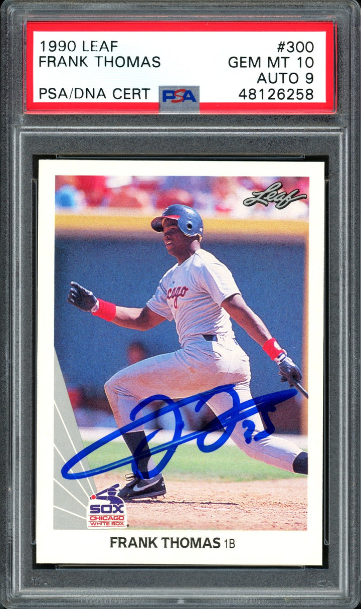Frank Thomas Signed 1990 Leaf RC 300 White Sox Signed 9 Card Gem-MT 10 PSA/DNA
