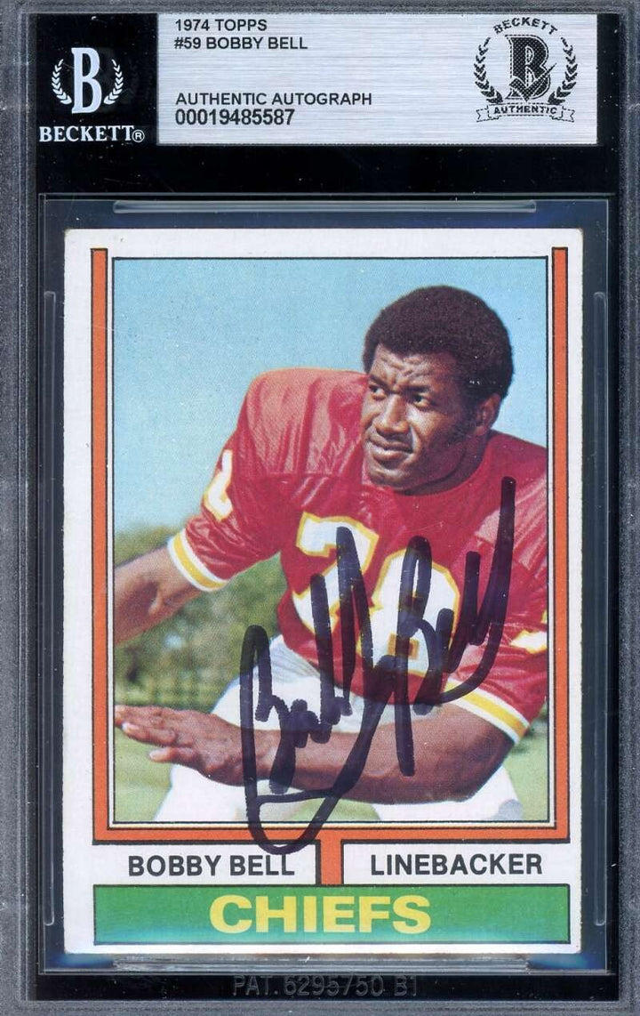Bobby Bell Beckett BAS Signed 1974 Topps Autograph Chiefs