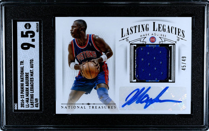 Mark Aguirre signed 2014-15 Panini National Treasures Game Worn/Auto- SGC 9.5 MT