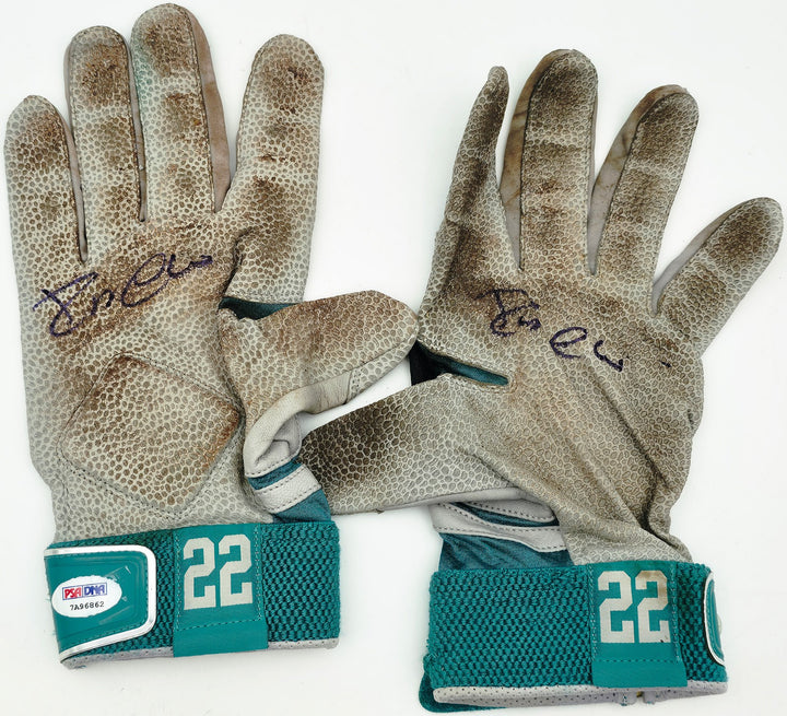 Robinson Cano Signed Teal & Gray Nike MVP Elite Pro Game Used Batting Gloves