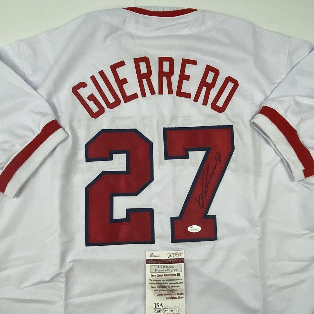 Signed VLADIMIR VLAD GUERRERO Los Angeles LA White Jersey JSA COA