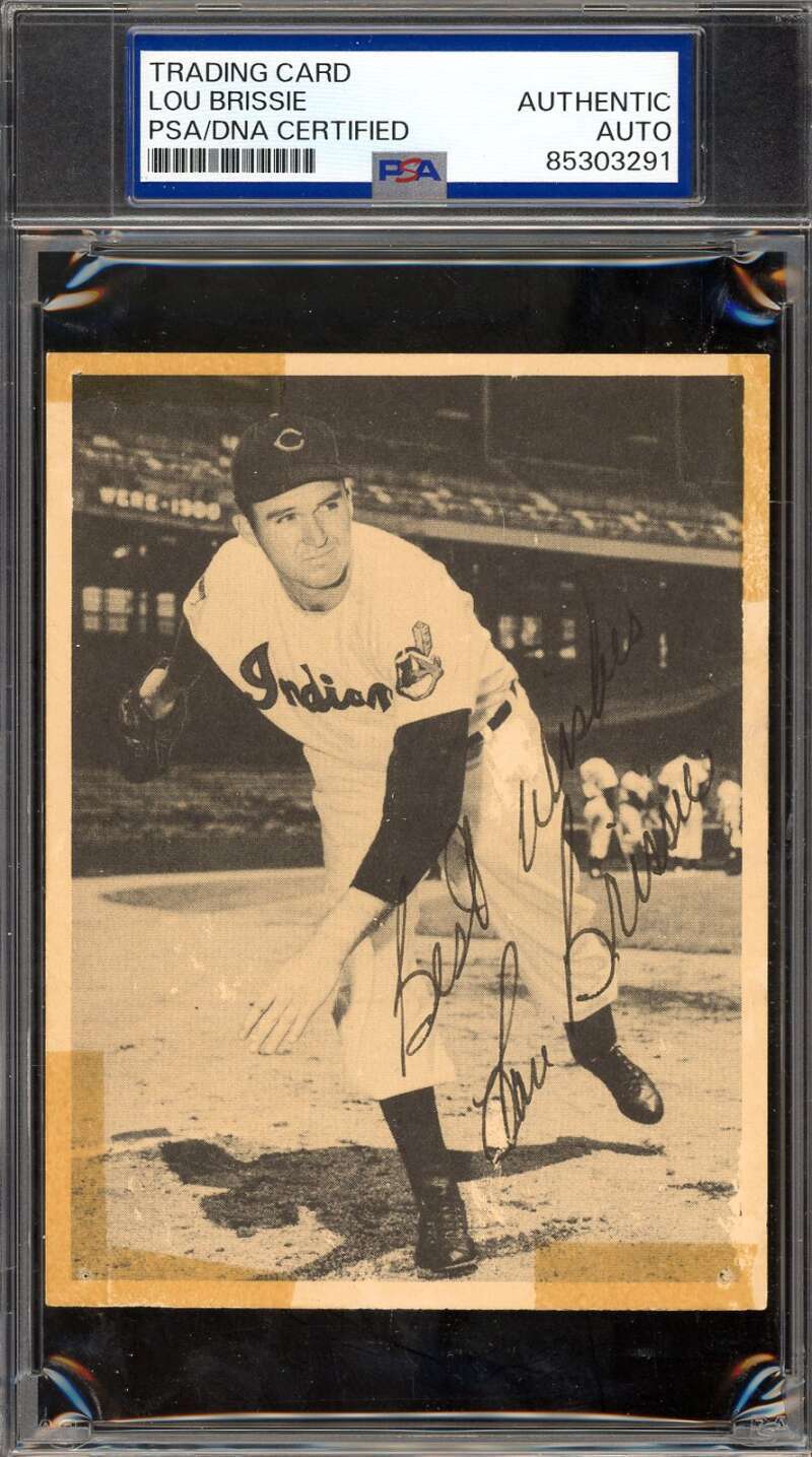 Lou Brissie PSA DNA Vintage Signed Rare 1952 Num Num Indians Autograph