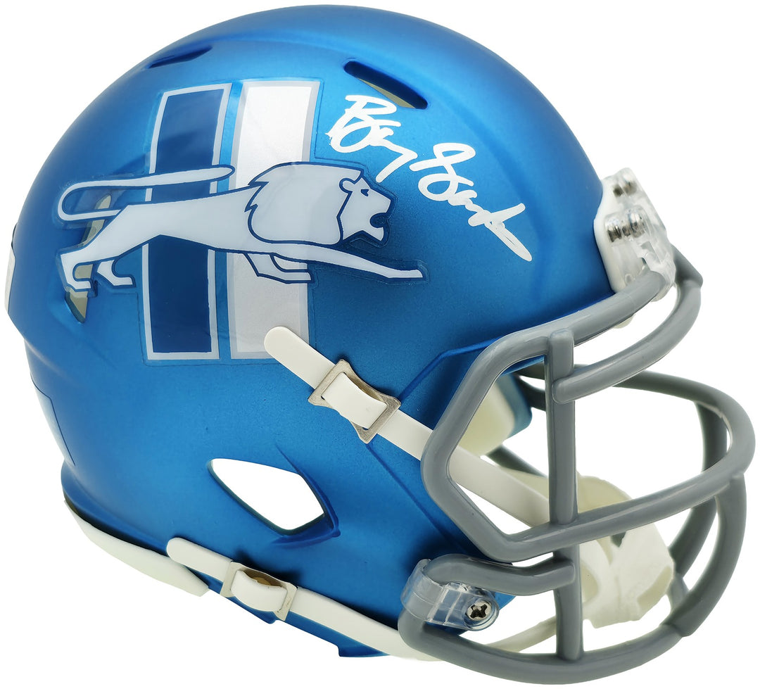 Barry Sanders Signed Detroit Lions 2023 Alternate Blue Speed Mini Helmet Beckett