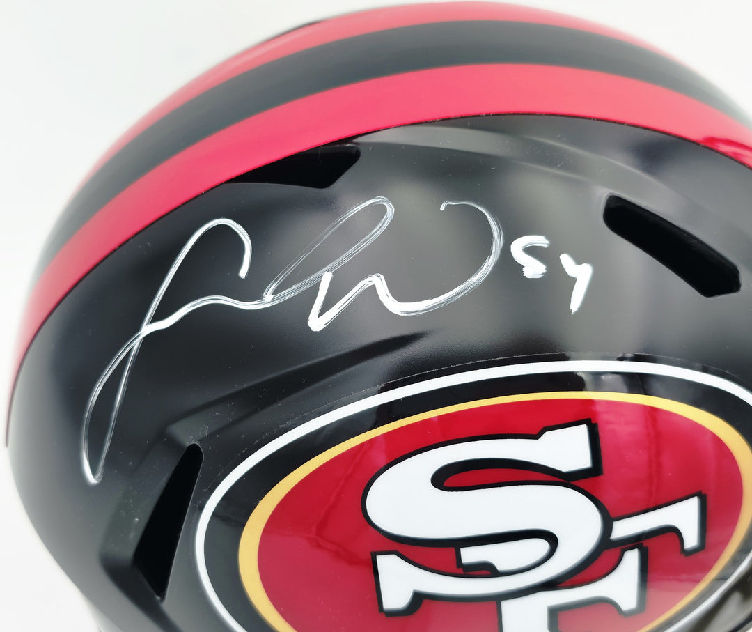 Fred Warner Signed 49ers Black Rivalries Full Size Speed Replica Helmet Beckett
