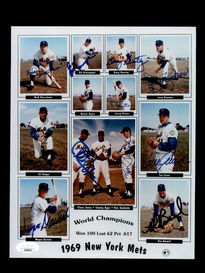 Seaver Kranepool Harrelson Swoboda JSA Signed 10 8x10 Photo Autograph 1969 Mets