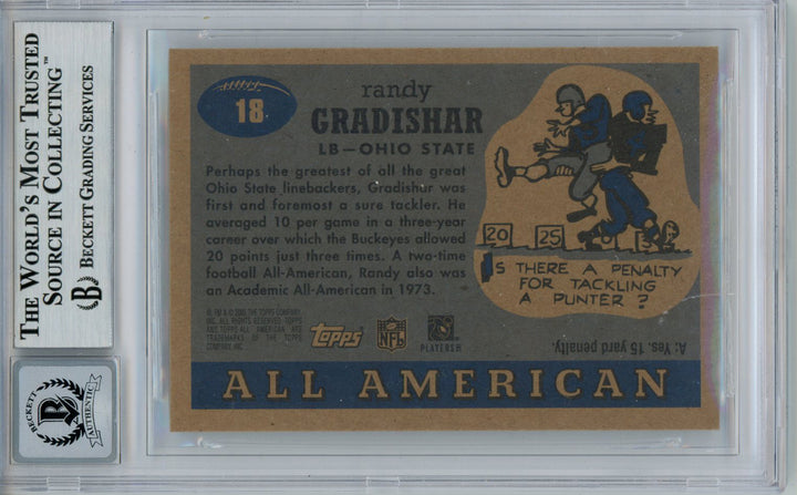 Randy Gradishar Autographed 2005 Topps All American Trading Card BAS Slab 31477
