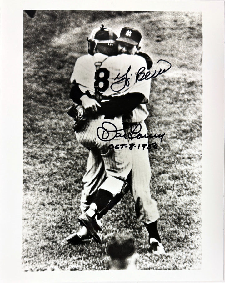 Don Larsen & Yogi Berra dual signed Yankees Perfect Game 8x10 Photo 10-8-56- COA