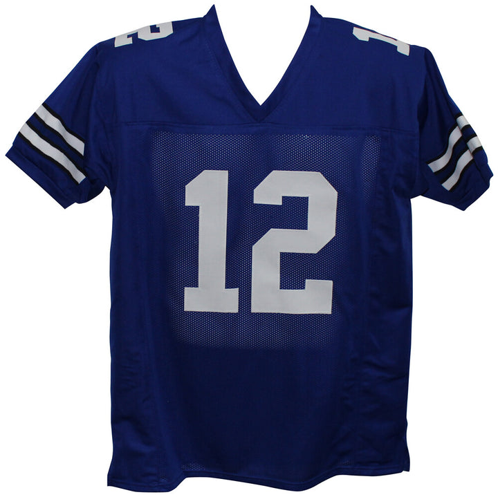 Roger Staubach Autographed/Signed Pro Style Blue XL Jersey BAS 32787