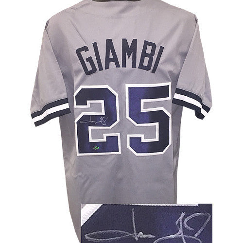 Jason Giambi signed Gray TB Custom Stitched Baseball Jersey XL - Leaf Authentics