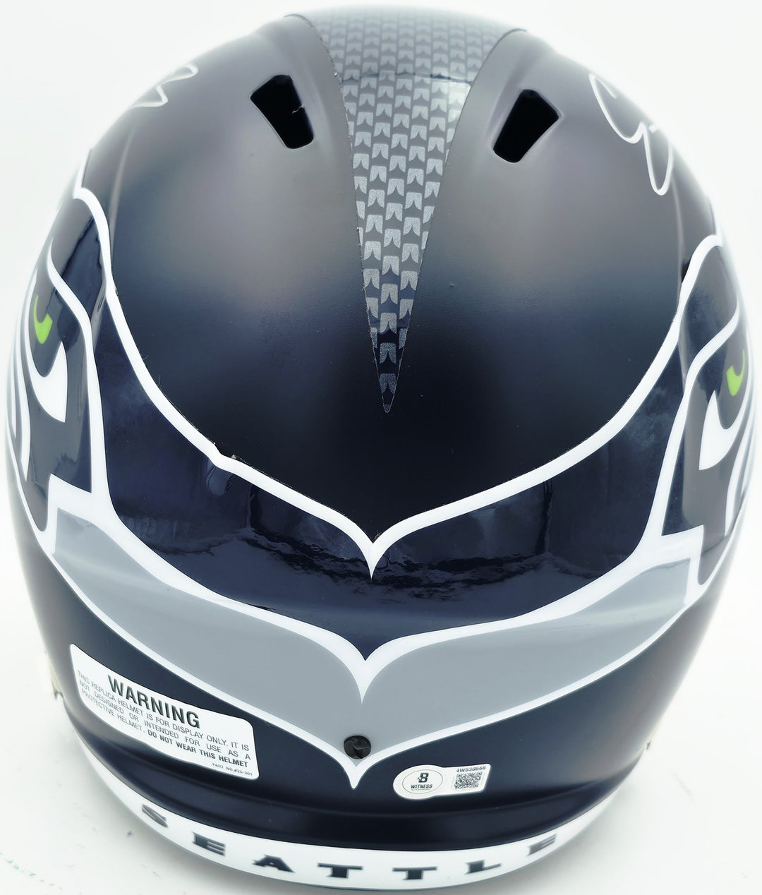 Nick Emmanwori Auto Seahawks Blue Full Size Replica Helmet - Sig Twice & Smudged