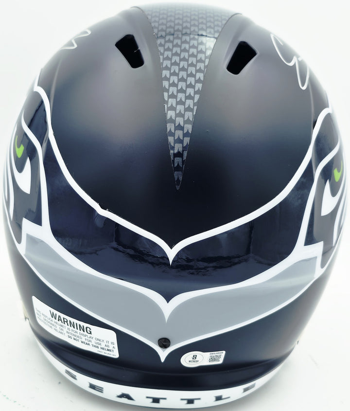 Nick Emmanwori Auto Seahawks Blue Full Size Replica Helmet - Sig Twice & Smudged