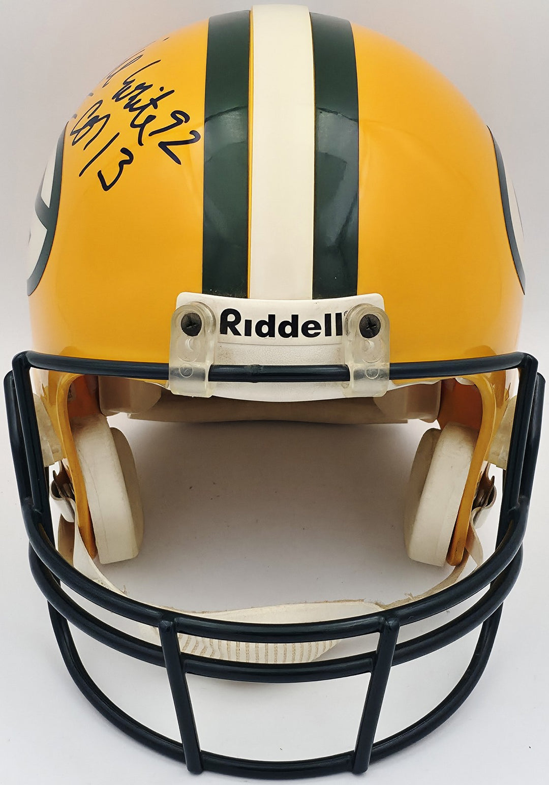Reggie White Auto Green Bay Packers Yellow Full Size Authentic Helmet Beckett 96