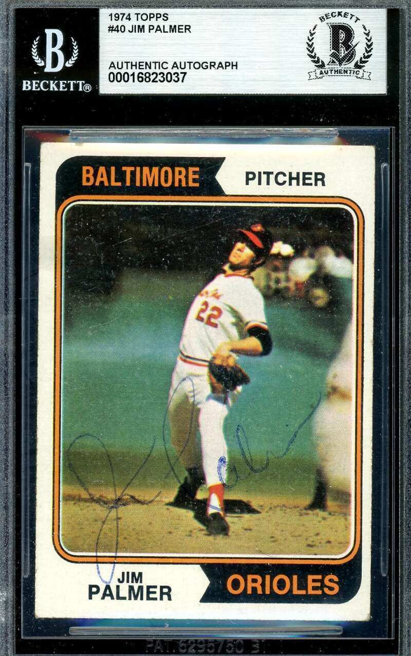 Jim Palmer Beckett BAS Vintage Signed 1974 Topps Autograph