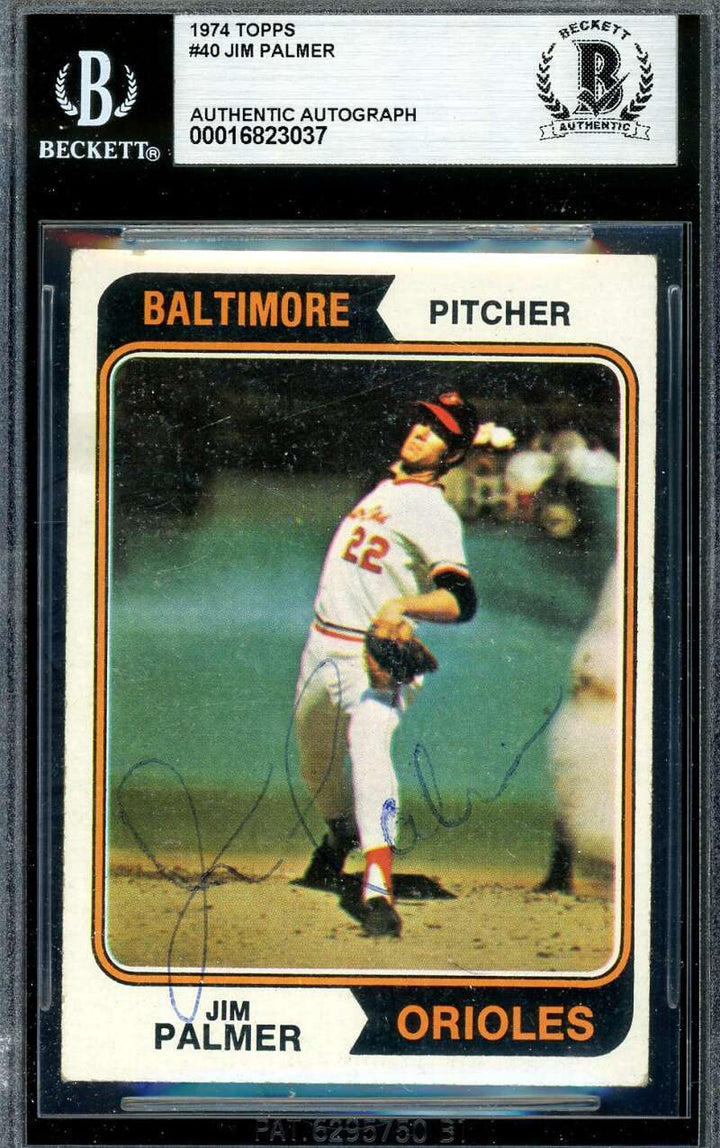 Jim Palmer Beckett BAS Vintage Signed 1974 Topps Autograph