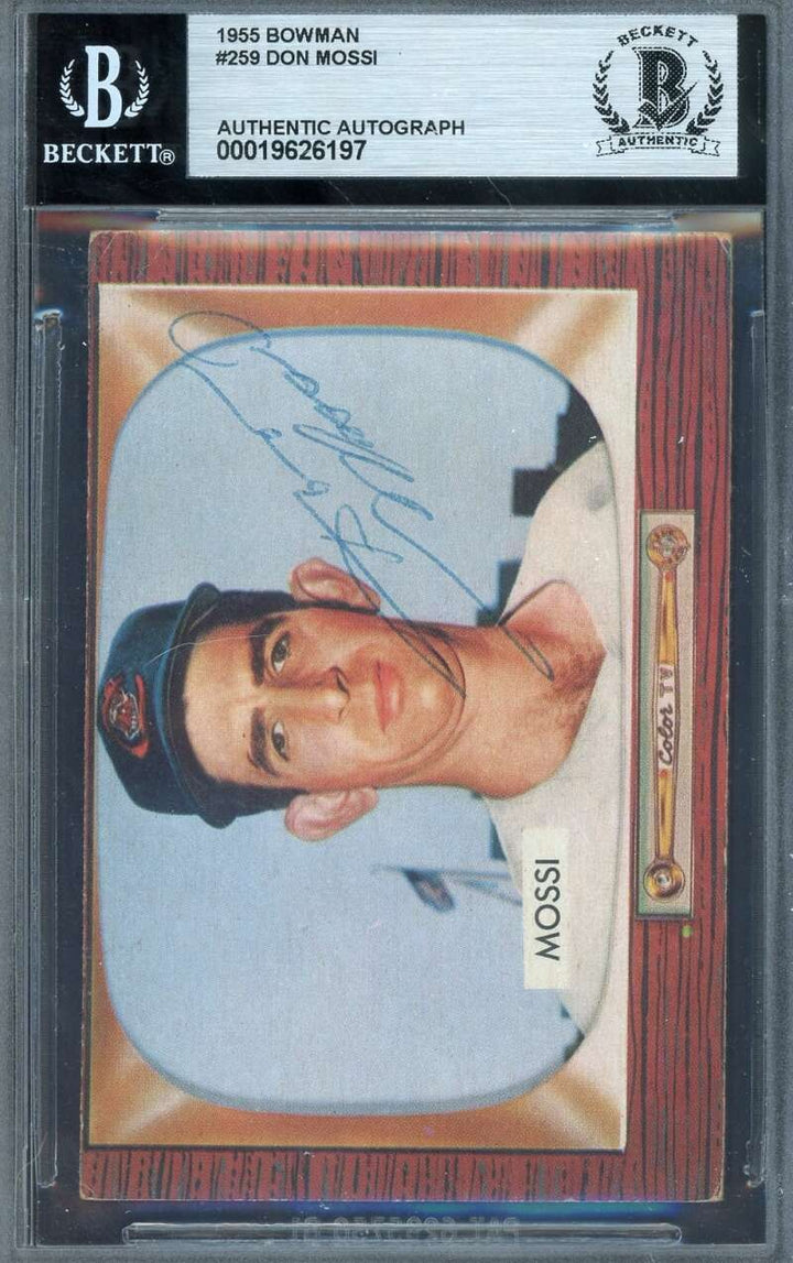 Don Mossi Beckett BAS Vintage Signed 1955 Bowman Autograph Indians