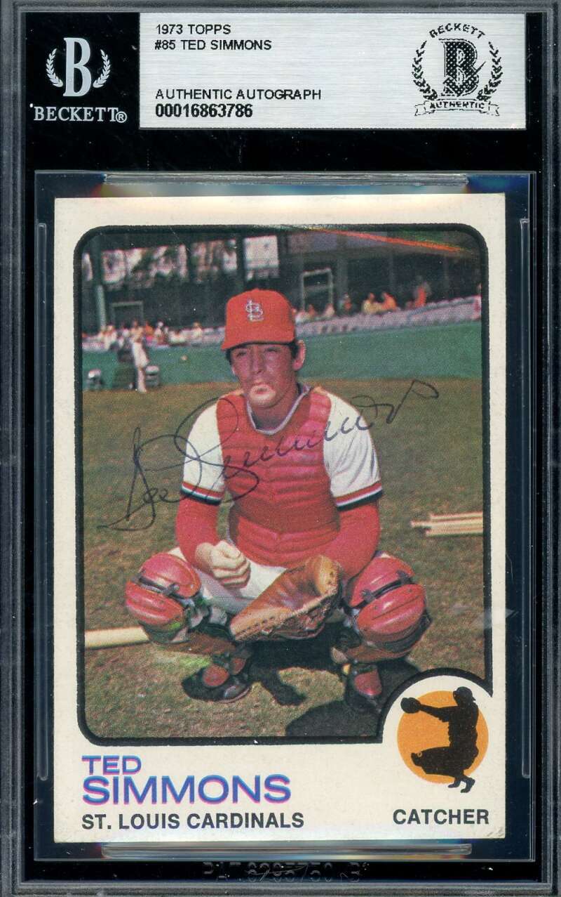 Ted Simmons Beckett BAS Signed 1973 Topps Autograph
