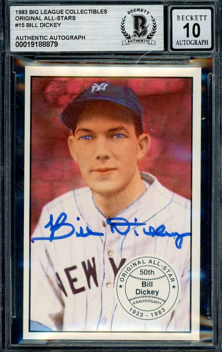 Bill Dickey Gem Mint 10 Beckett BAS Signed 1983 Big League All Stars Autographed