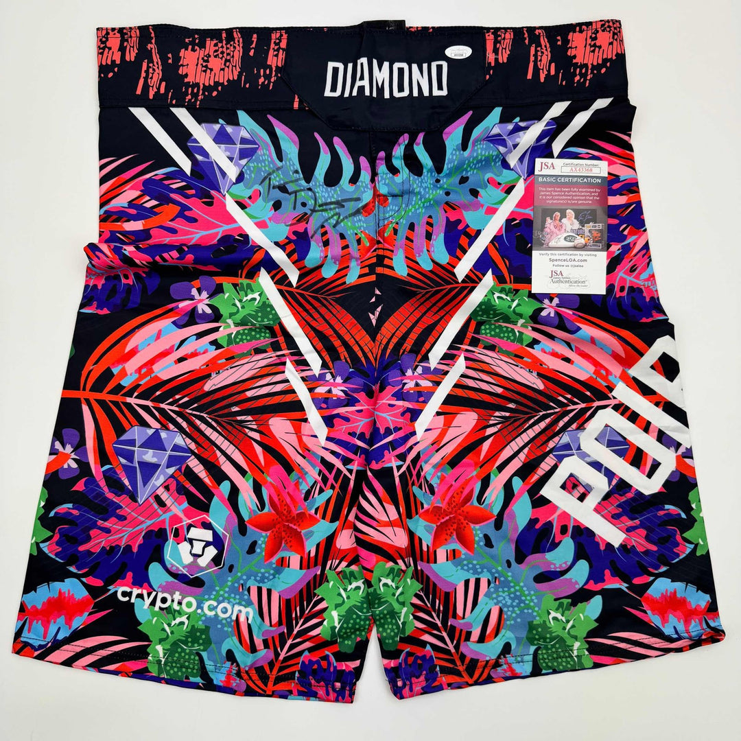 Autographed/Signed Dustin Poirier UFC MMA Trunks Shorts Ultimate Fighting JSA CO