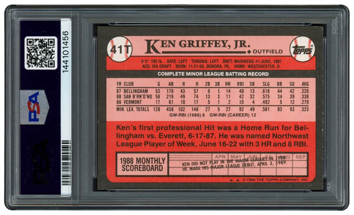 Ken Griffey Jr. Signed 1989 Topps Traded RC 41T Mariners PSA 9 Sig 10 PSA/DNA