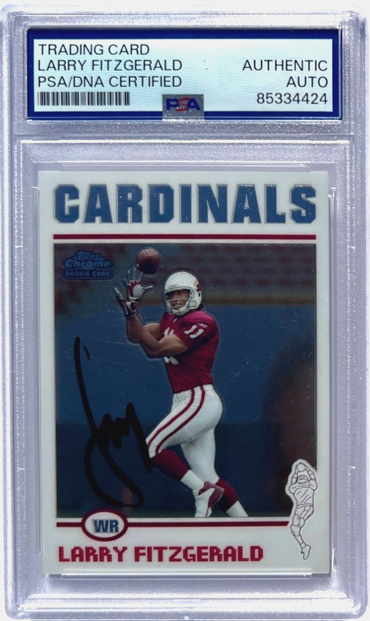 LARRY FITZGERALD SIGNED 2004 TOPPS CHROME ROOKIE CARD #215 AUTO RC PSA/DNA