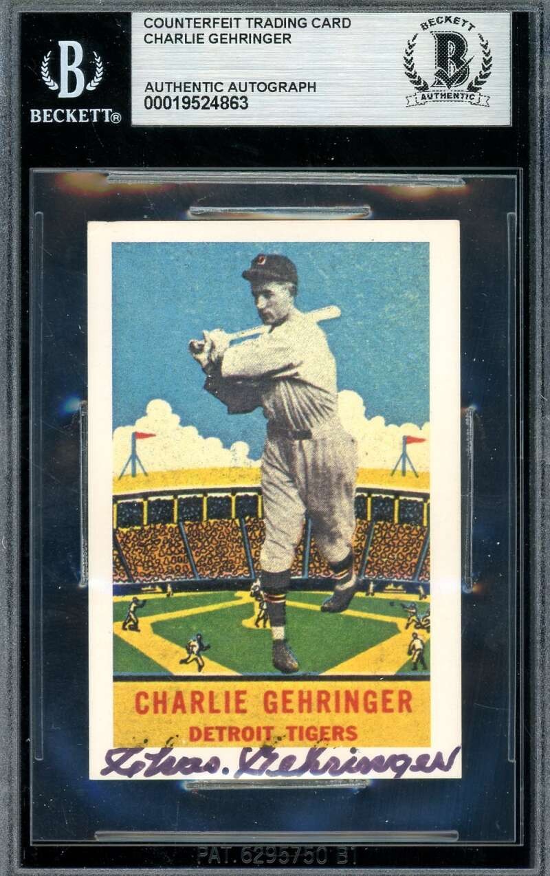 Charlie Gehringer Beckett BAS Signed 1933 DeLong Reprint Autograph