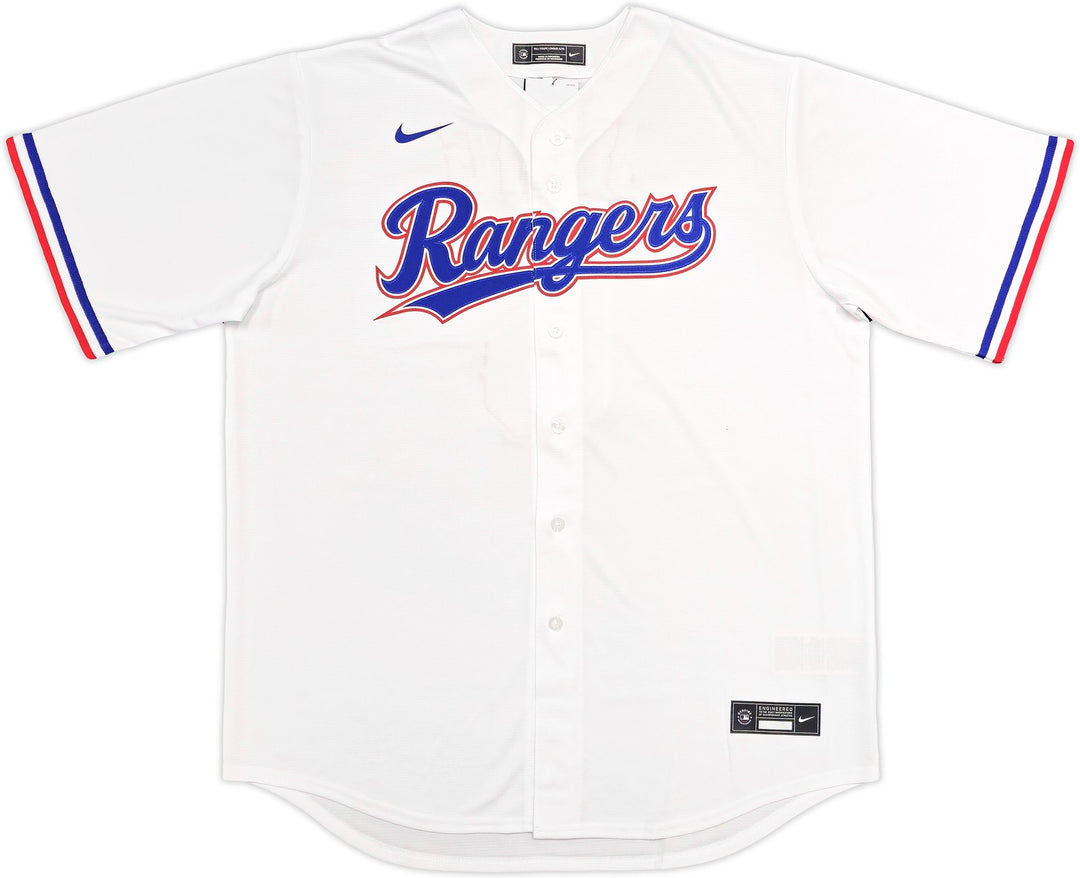 Rangers Evan Carter Auto White Nike Jersey Size 2XLT "23 WS Champs" Beckett Wit