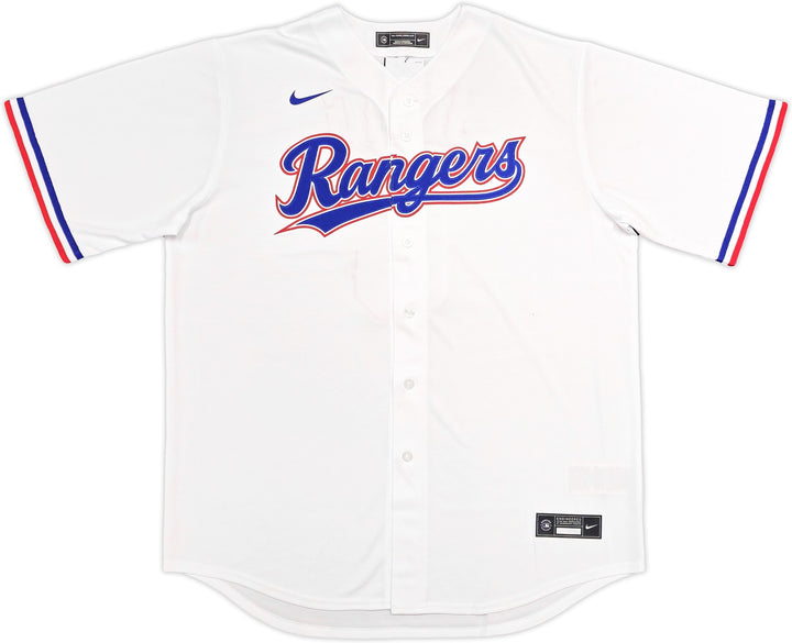 Rangers Evan Carter Auto White Nike Jersey Size 2XLT "23 WS Champs" Beckett Wit