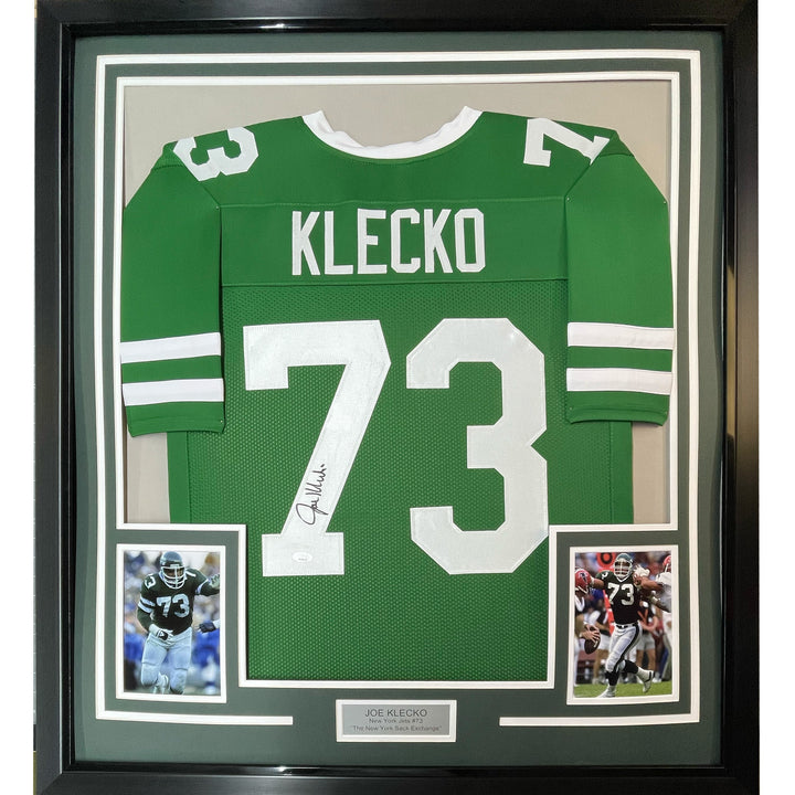 FRAMED Autographed/Signed JOE KLECKO 33x42 New York Green Jersey Beckett BAS COA