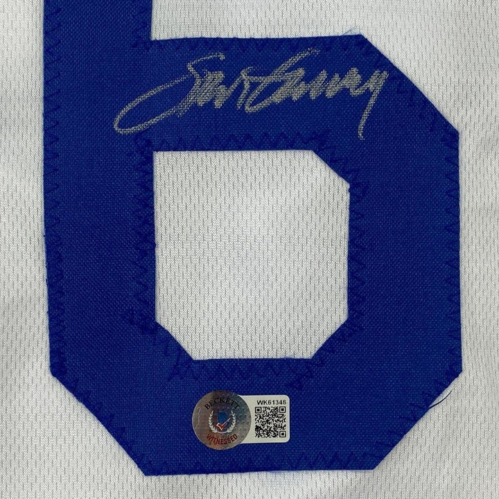 Autographed/Signed STEVE GARVEY Los Angeles White Jersey Beckett COA